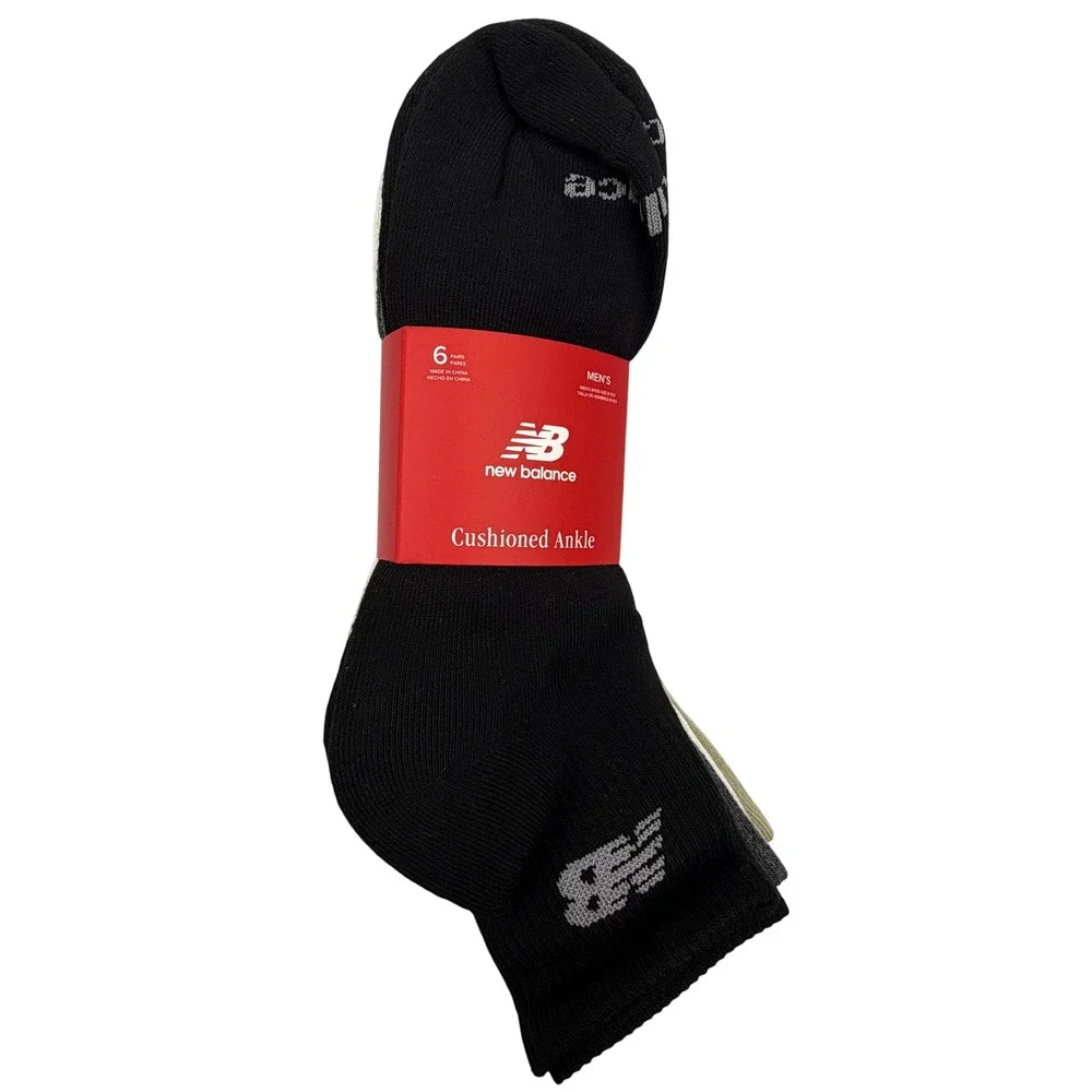 New Balance Cushioned Ankle Socks Mens 8-12.5 Black Multi NWT 12 Pairs Total